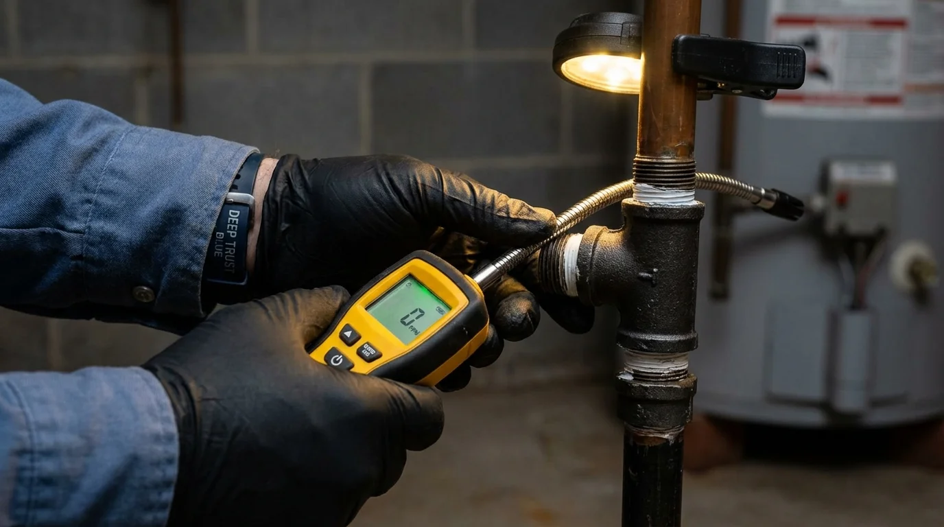 Gas leak detection with electronic sniffer by Johns Plumbing LLC in Belvidere
