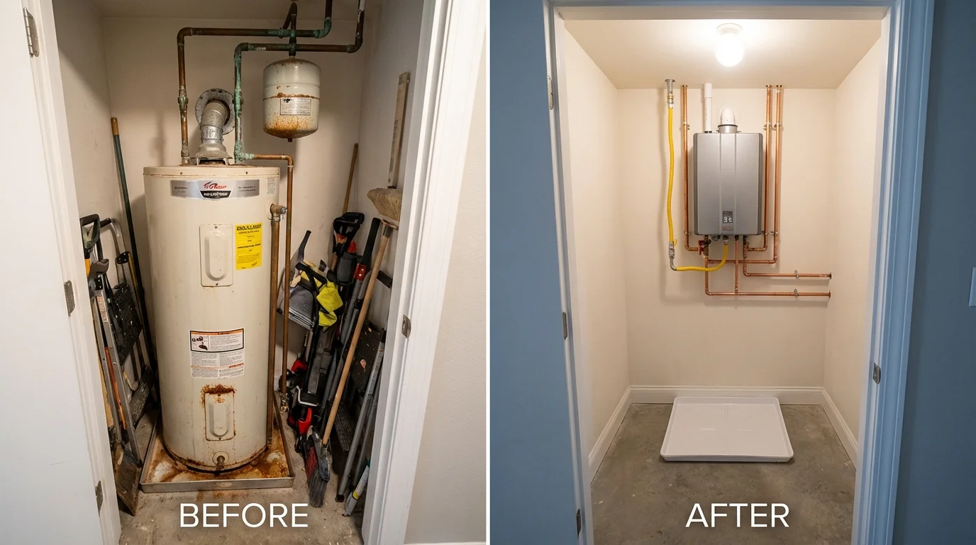 Tank water heater versus wall-mounted tankless unit comparison for Belvidere, IL homeowners